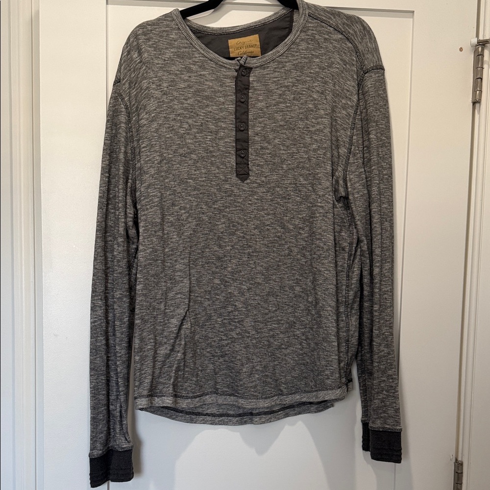 Men's Heather Gray Long Sleeve Henley Top